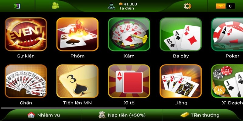 Kho game bài vô cùng đa dạng