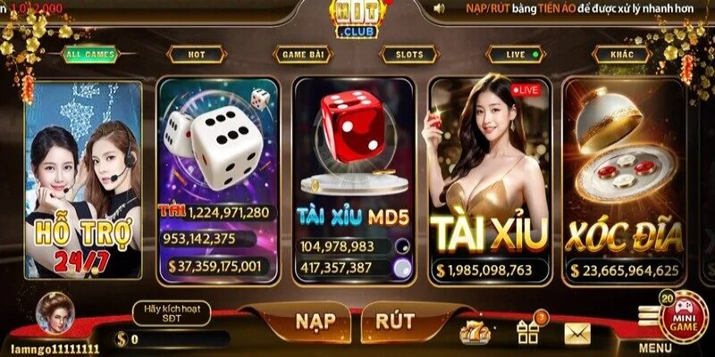 Game bài Hitclub quy tụ nhiều sản phẩm quen thuộc