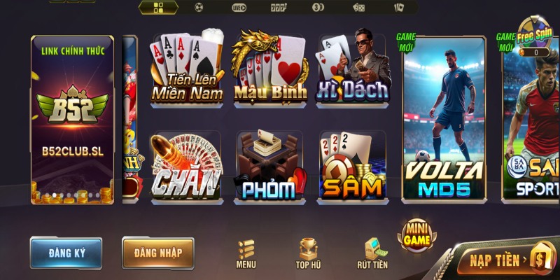 Danh mục sản phẩm tại game bài B52 Club phân chia khoa học